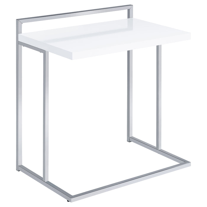 Dani Rectangular C-Shaped Sofa Side Table White High Gloss