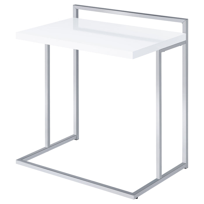 Dani Rectangular C-Shaped Sofa Side Table White High Gloss