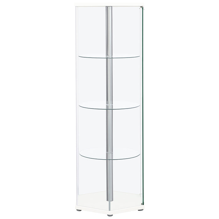 Zahavah 4-shelf Hexagonal Clear Glass Curio Cabinet White