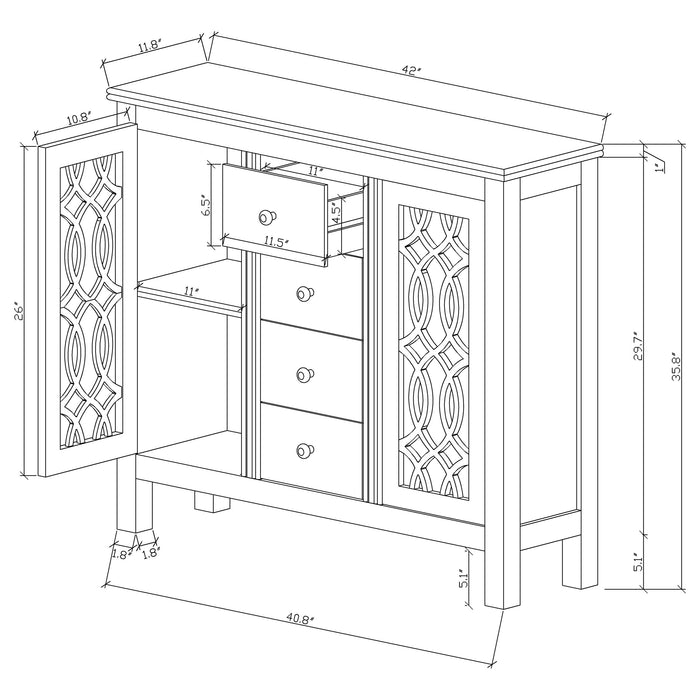 Rue 4-drawer Wood Trellis Accent Storage Cabinet Blue