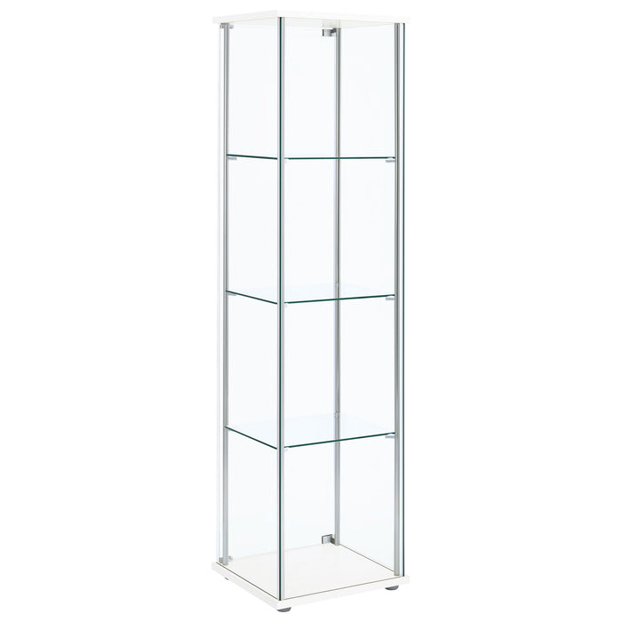 Bellatrix 4-shelf Clear Glass Curio Cabinet White