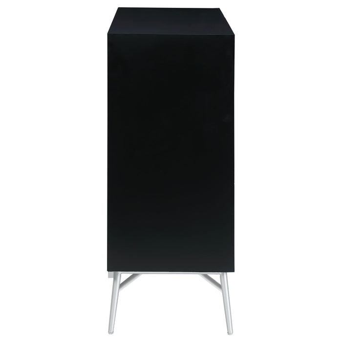 Josie 2-door Wood Sunburst Accent Cabinet Black and Silver